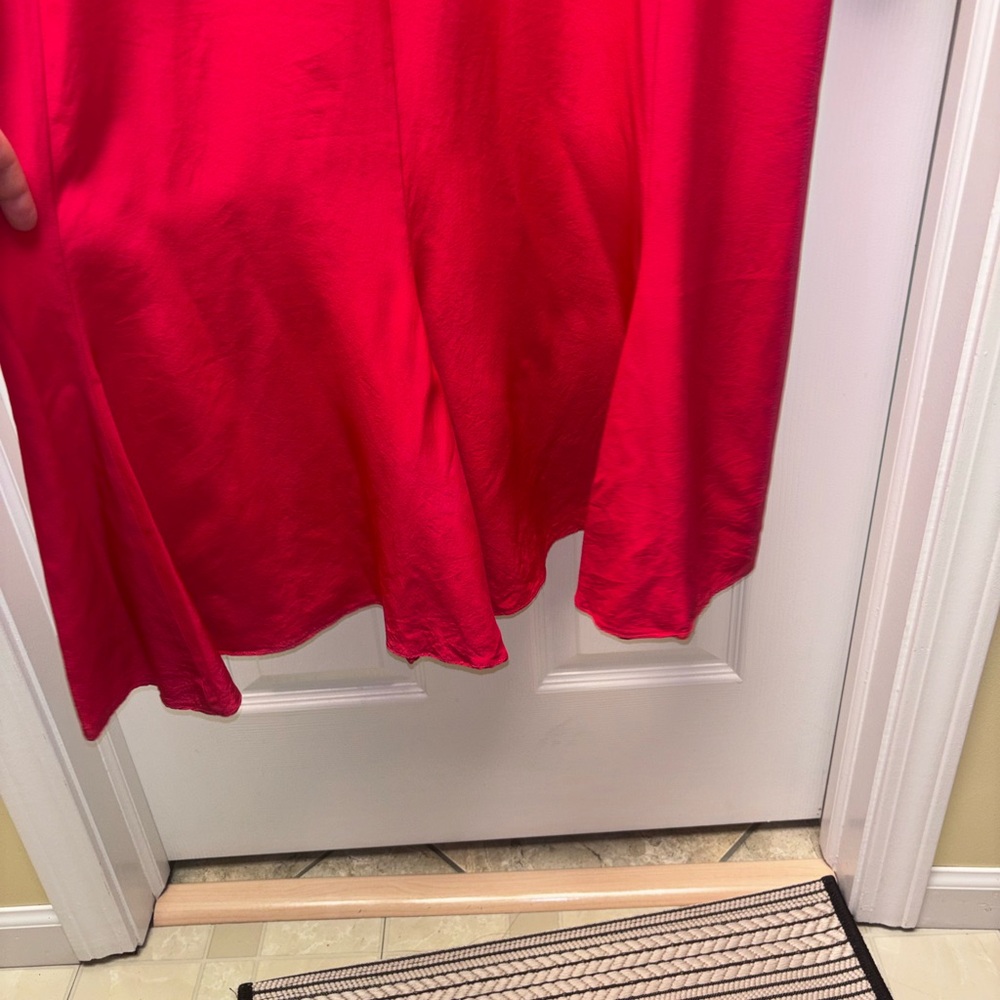 Nancy Anderson Pure Silk Red Midi Dress | Button Front | Size M/M - Picture 7 of 8
